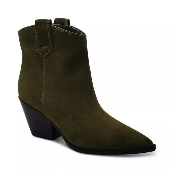 NIB Kenneth Cole New York Kara 8.5M Western Pointed Toe Suede Ankle Boots Khaki - Picture 9 of 9